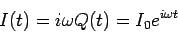 \begin{displaymath}
I(t) = i \omega Q(t) = I_0 e^{i \omega t}
\end{displaymath}