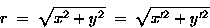 \begin{displaymath}r \; = \; \sqrt{x^2 + y^2} \; = \; \sqrt{x'^2 + y'^2}
\end{displaymath}