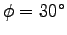 $\phi = 30^\circ$