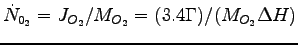 $\dot{N}_{{\rm0}_2} = J_{O_2}/M_{O_2} = (3.4 \Gamma)/(M_{O_2} \Delta H)$